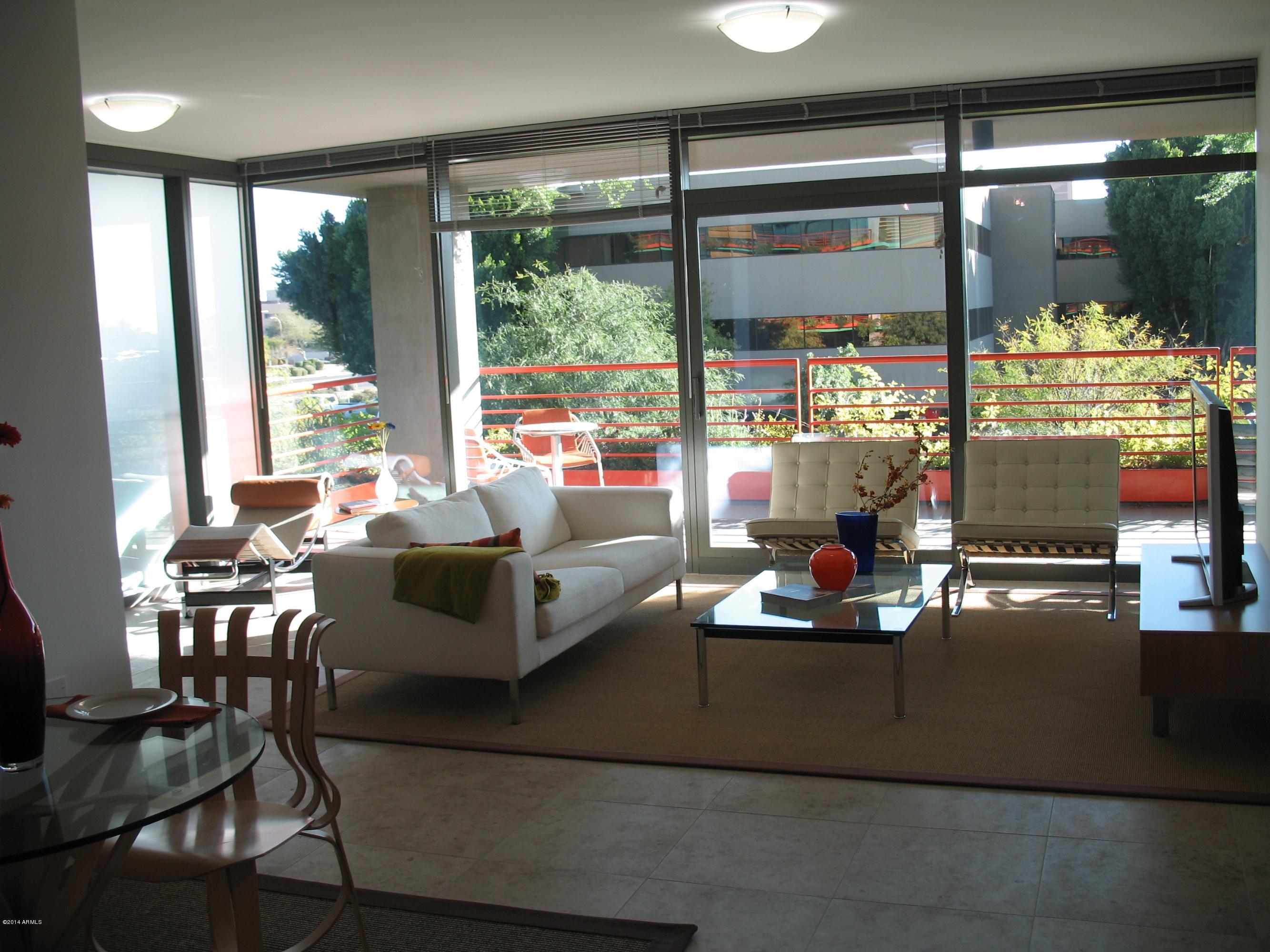 6895 East Camelback Road, Unit 3005 Scottsdale, AZ 85251 - Photo 5 of 17 Living Room and Sunny Terrace