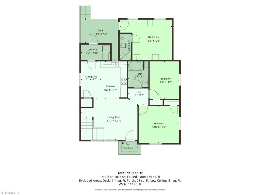 226 Friendly Avenue High Point, NC 27260 - Photo 38 of 38 Floor Plan of main level. Finished Walk-up attic with en suite bath have ceiling height below six feet. ADU Suite with Kitchenette and en suite bath are all unpermitted per seller disclosures.