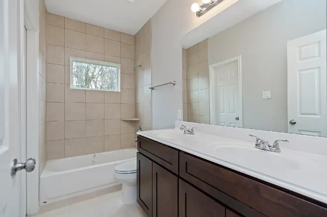 a bathroom with a bathtub