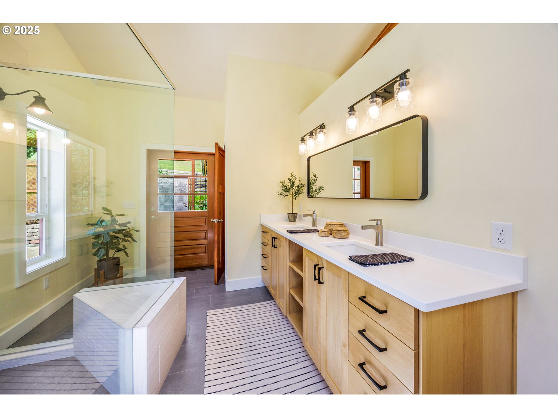 1848 Anderson Creek Road Talent, OR 97540 - Photo 37 of 48 a spacious bathroom with a sink double vanity granite and a mirror