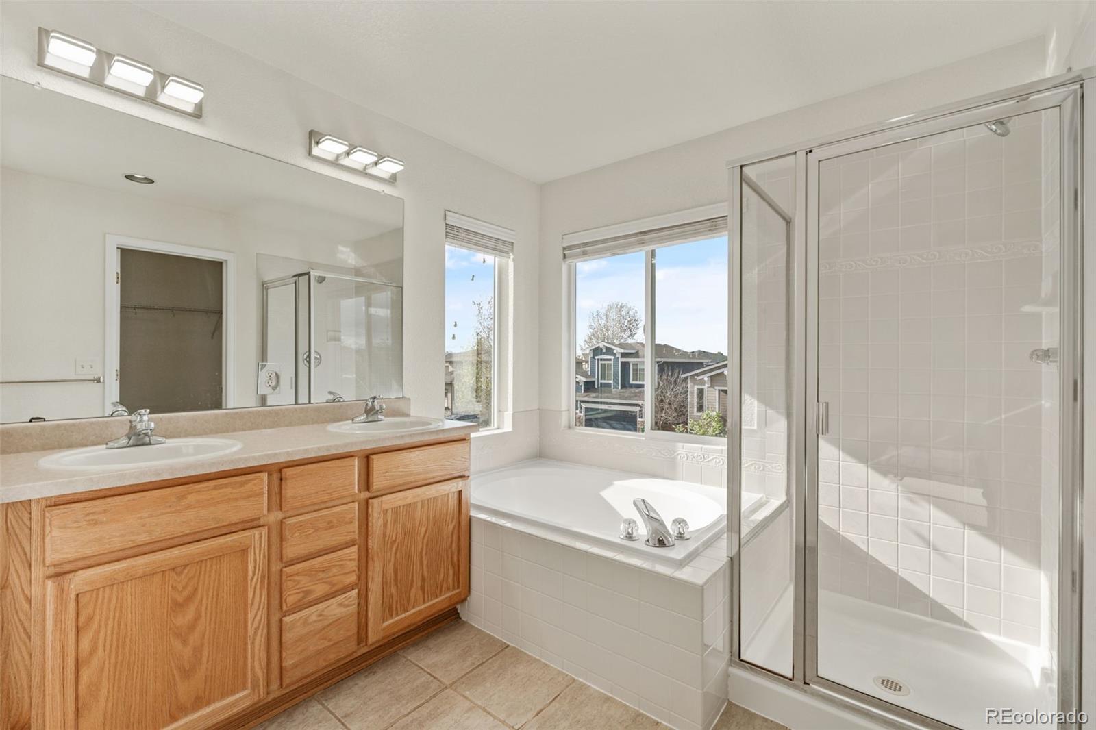 10665 Evondale Street Highlands Ranch, CO 80126 - Photo 24 of 45 a bathroom with a tub sink and mirror