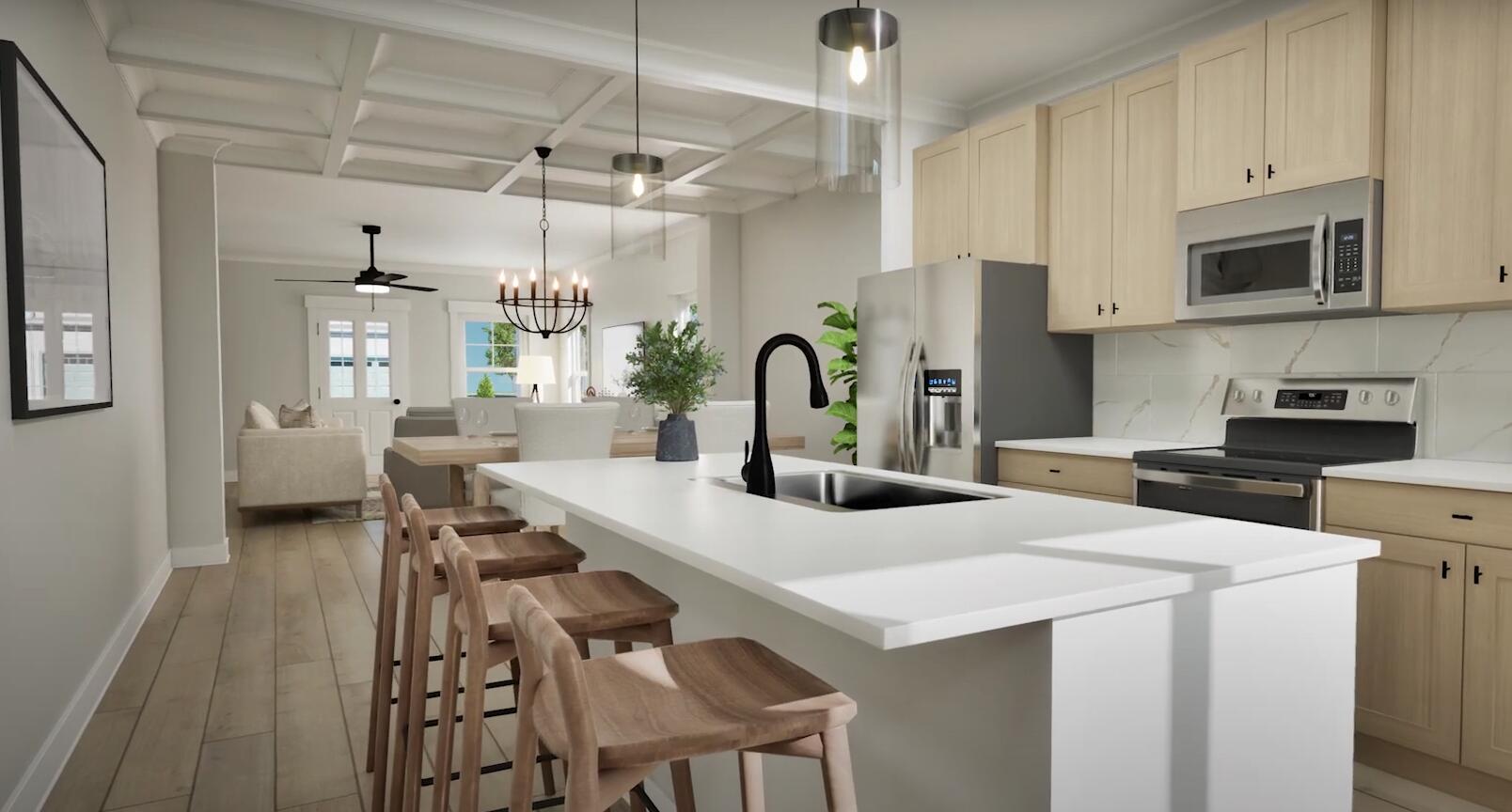 57 Huckleberry Street Freeport, FL 32439 - Photo 14 of 20 a kitchen with a table chairs stove and refrigerator