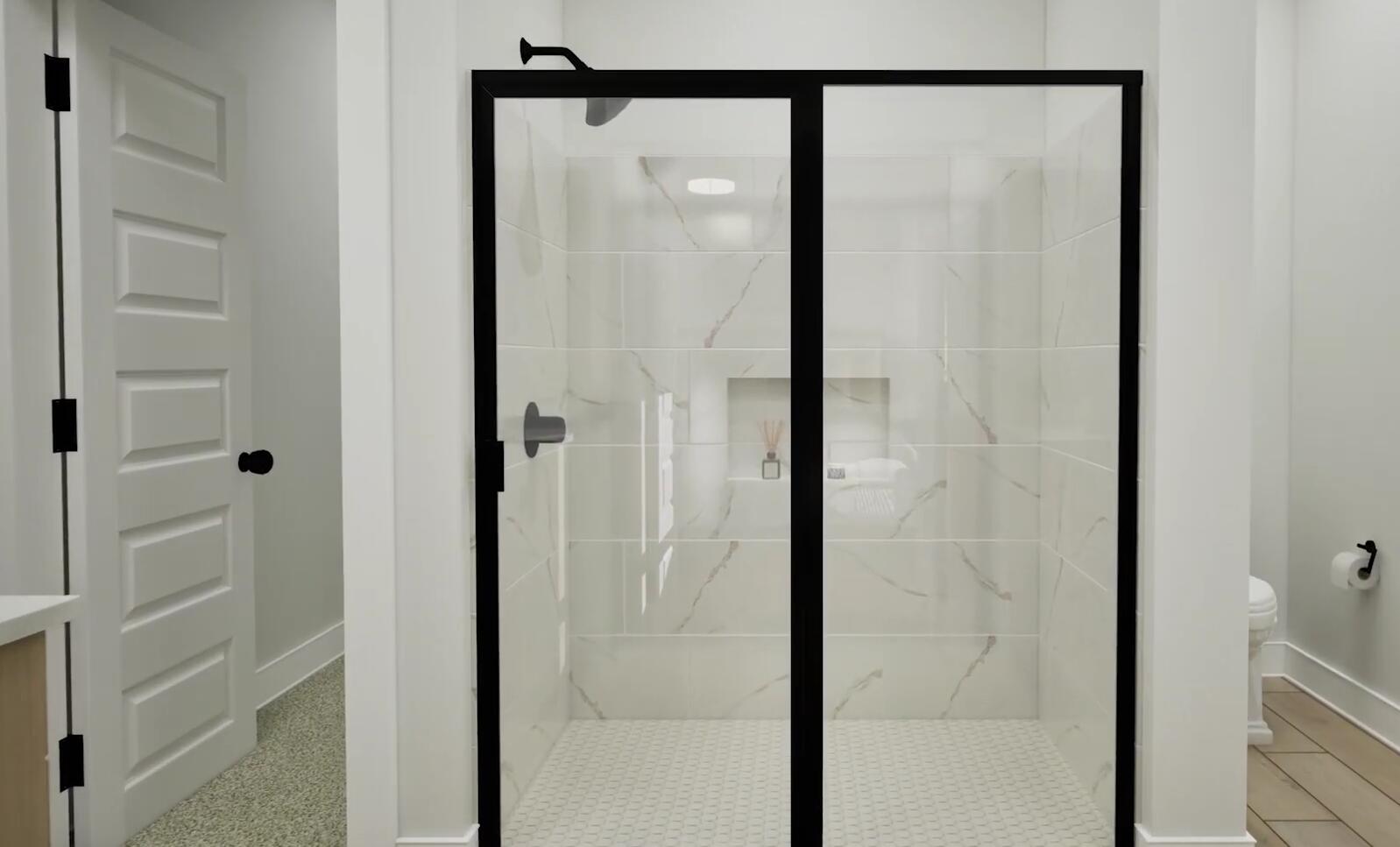 57 Huckleberry Street Freeport, FL 32439 - Photo 6 of 20 a bathroom with a glass shower door