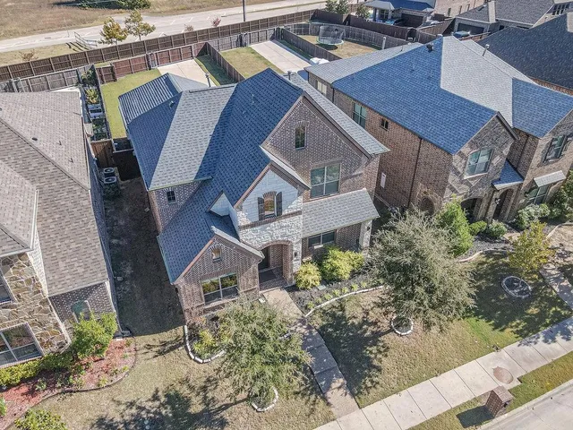 an aerial view of a house