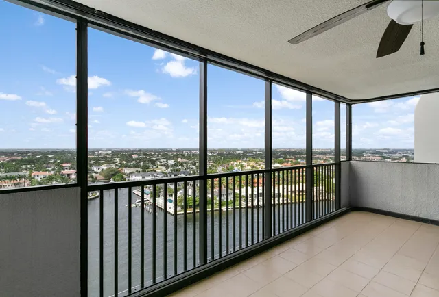 a view of a city from a balcony