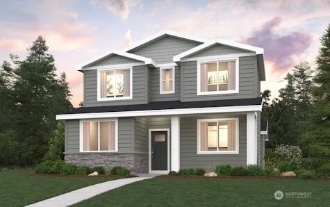 front view of a house with a yard