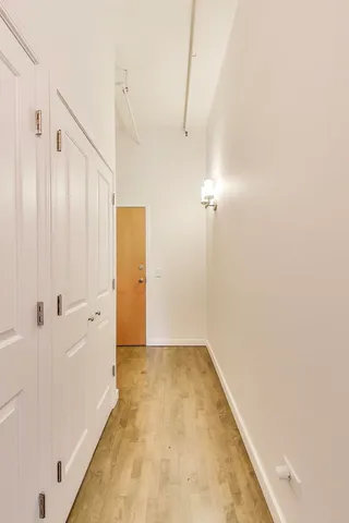 a view of a bathroom with a bathtub