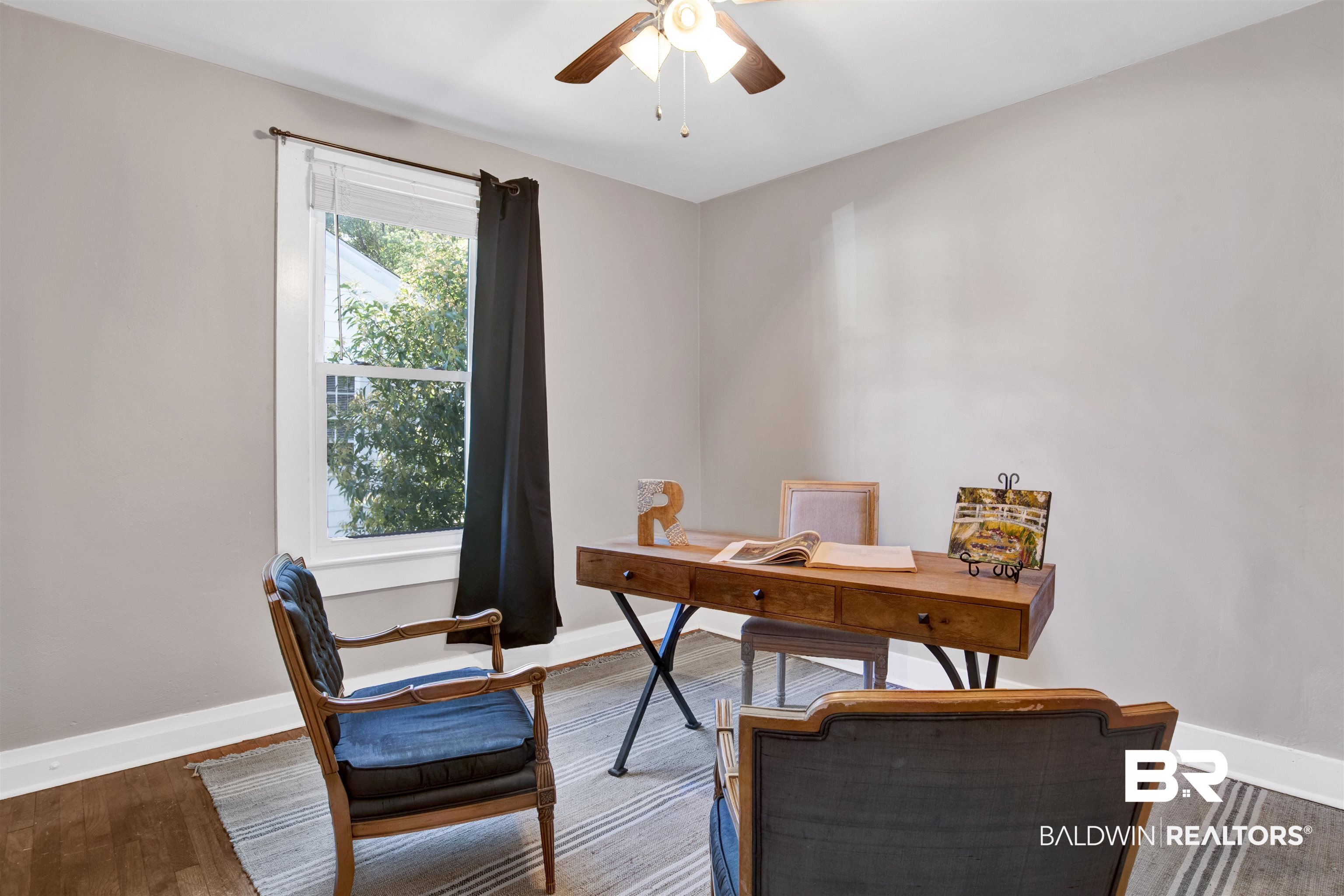 160 Emogene Place Mobile, AL 36606 - Photo 21 of 32 Bedroom / Office with ceiling fan and wood finished floors