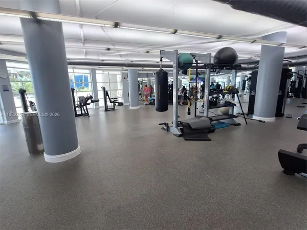 a view of a room with gym equipment