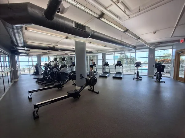 a view of a room with gym equipment