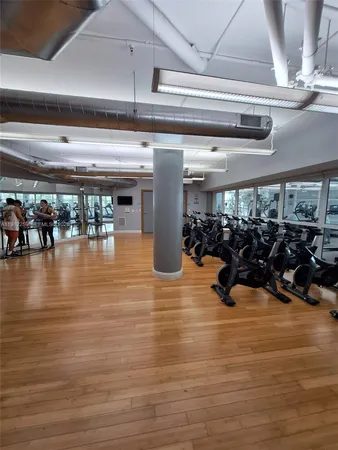 a view of a room with gym equipment