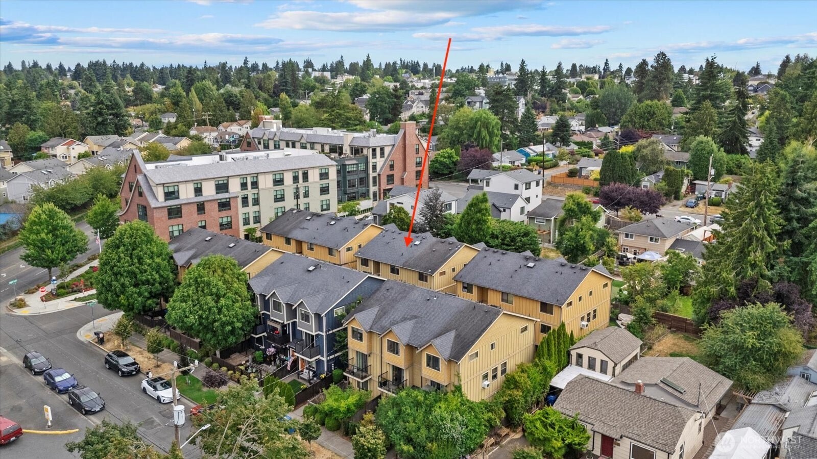 an aerial view of multiple house