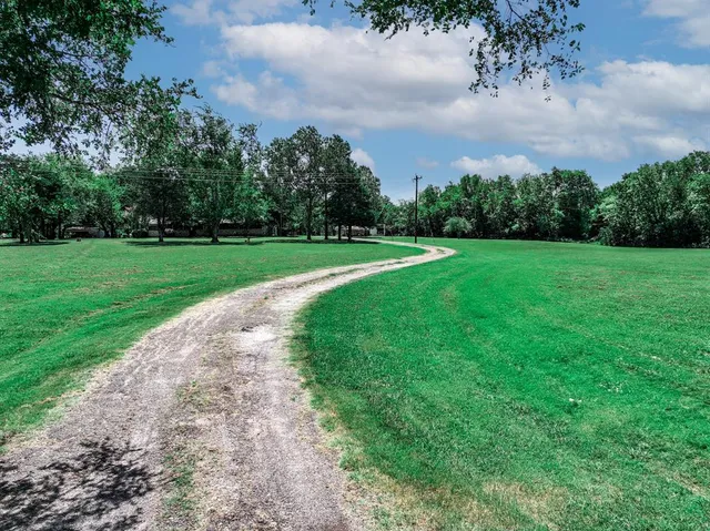 a view of field with trees in the background