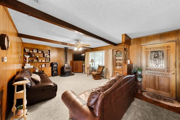 a living room with furniture