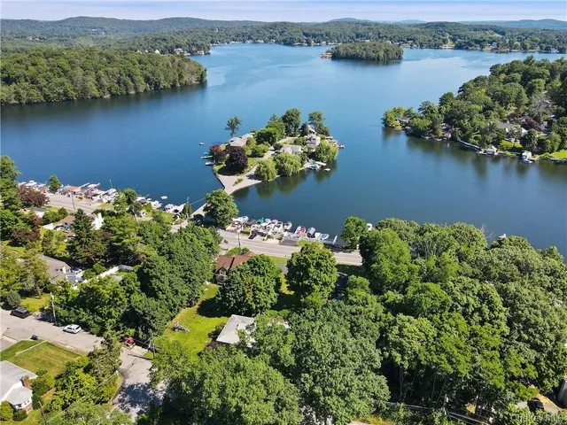 a view of a lake with a mountain view