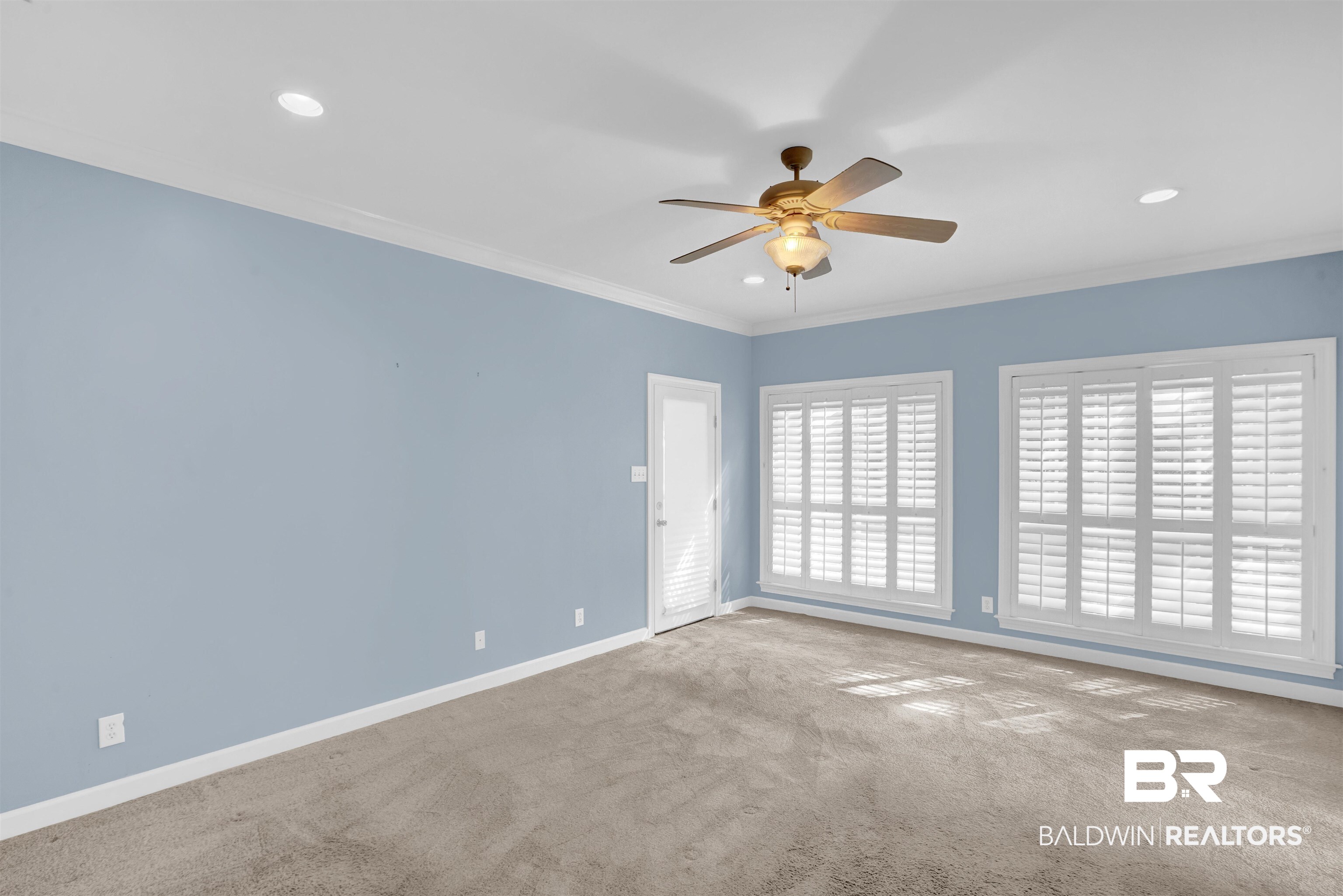 111 Beaver Dam Road Fairhope, AL 36532 - Photo 31 of 51 Carpeted empty room with ceiling fan and crown molding