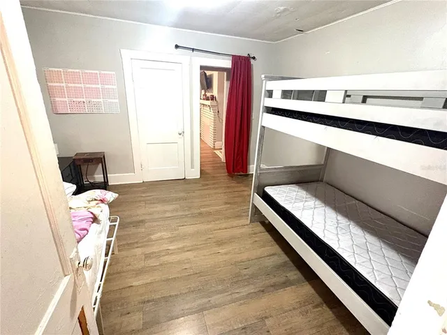 a room with a window and a table