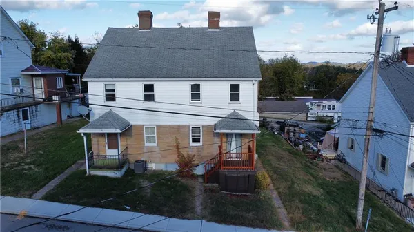 a aerial view of a house yard