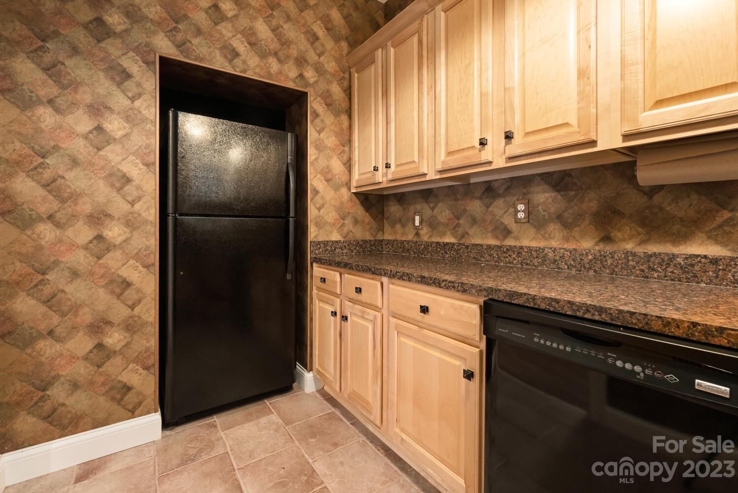 42 Country Club Road Mills River, NC 28759 - Photo 28 of 48 a kitchen with granite countertop a refrigerator and a sink