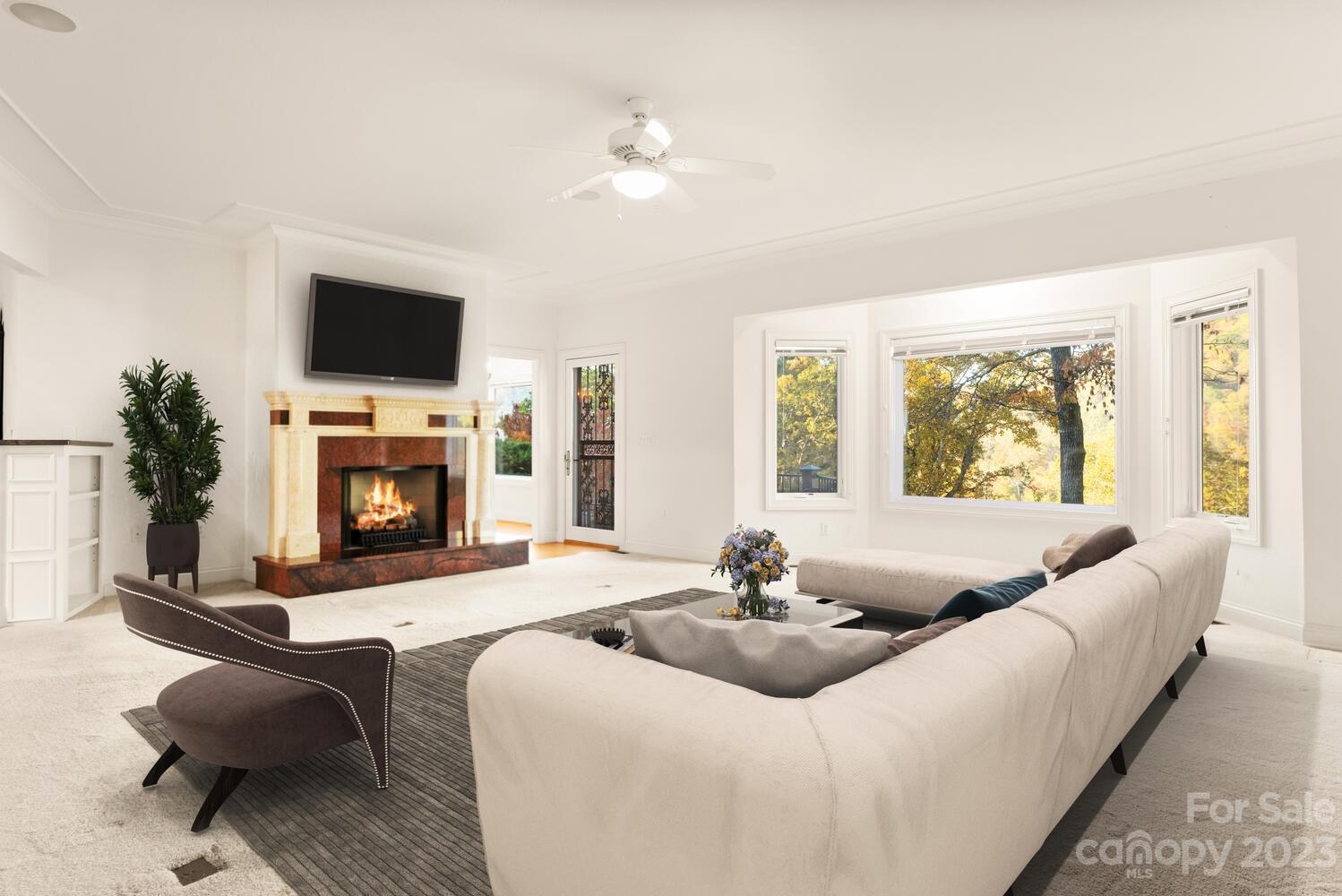 42 Country Club Road Mills River, NC 28759 - Photo 4 of 48 a living room with furniture a fireplace and a flat screen tv