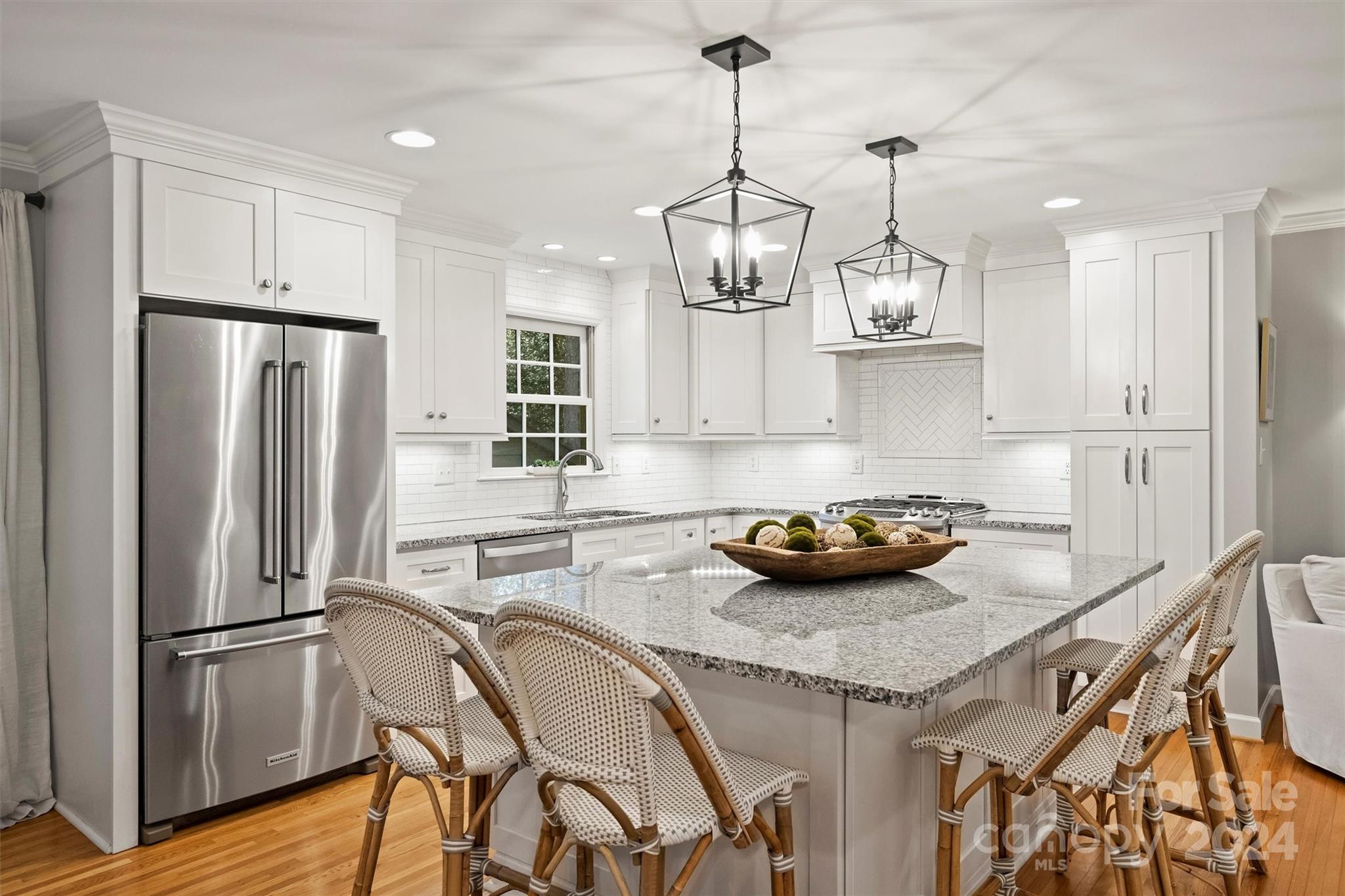 3820 Sulkirk Road Charlotte, NC 28210 - Photo 14 of 48 a kitchen with stainless steel appliances granite countertop a sink refrigerator and cabinets