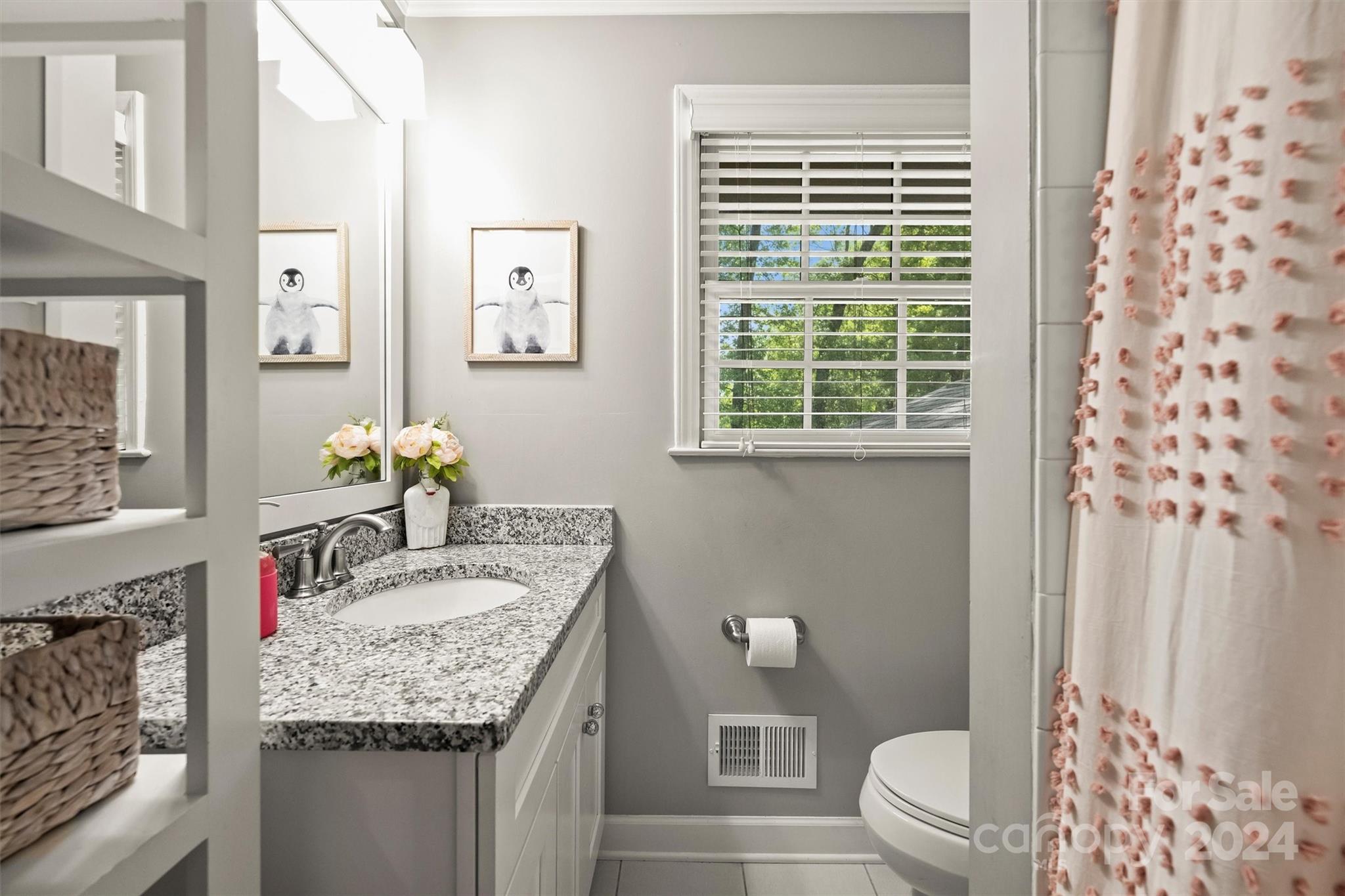 3820 Sulkirk Road Charlotte, NC 28210 - Photo 33 of 48 a bathroom with a granite countertop sink and a mirror