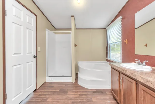 a bathroom with a sink a mirror and a bathtub
