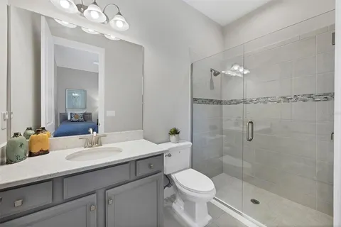 a view of yard with swimming pool and green space