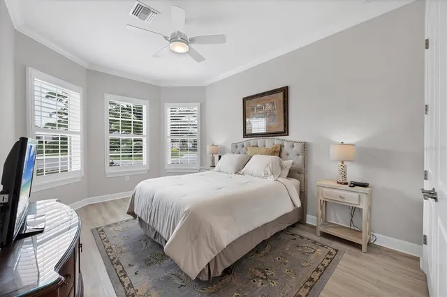 a view of a lake with a big yard