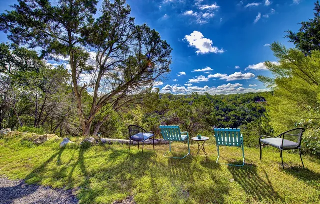 a view of swimming pool with a garden