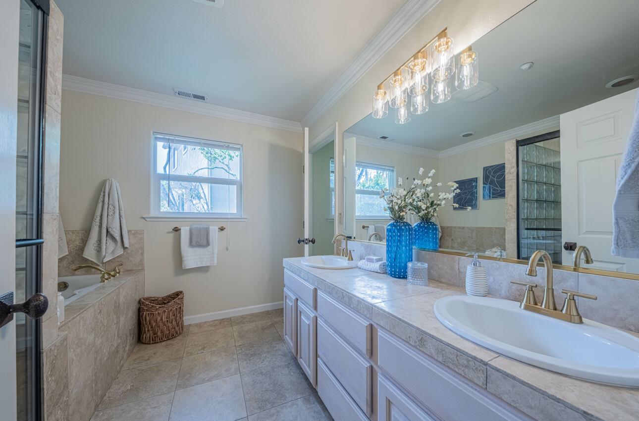 840 Seacliff Drive Aptos, CA 95003 - Photo 33 of 58 a bathroom with double vanity and a mirror
