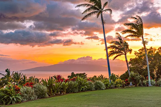 a view of a city with sunset view
