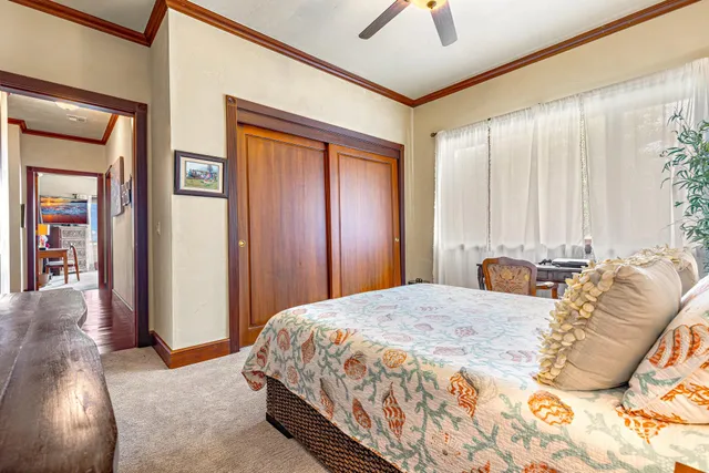 a living room with furniture and decor