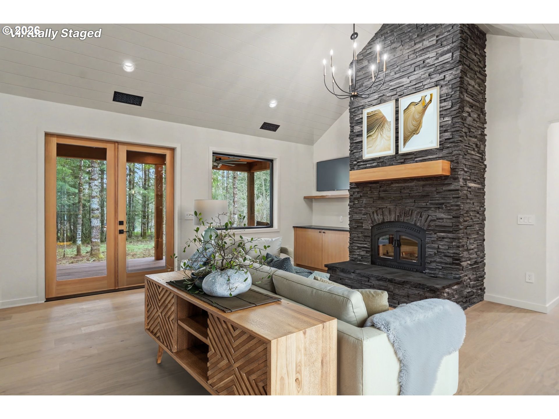 19850 Winters Hill Road Southeast Silverton, OR 97381 - Photo 7 of 48 a living room with furniture and a fireplace