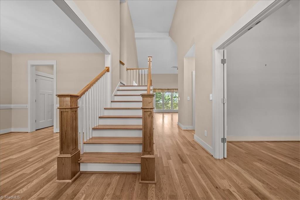 848 Sierra Trace Road Denton, NC 27239 - Photo 8 of 47 Welcoming foyer with hardwood floors and a private office featuring French doors.