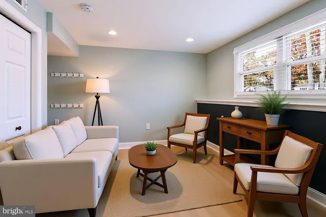 a living room with furniture