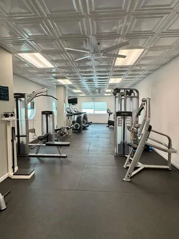 a view of a room with gym equipment