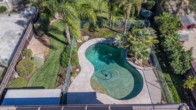 an aerial view of a garden
