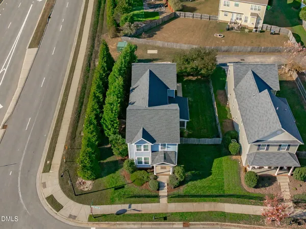 an aerial view of a house
