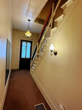 a living room with a large window