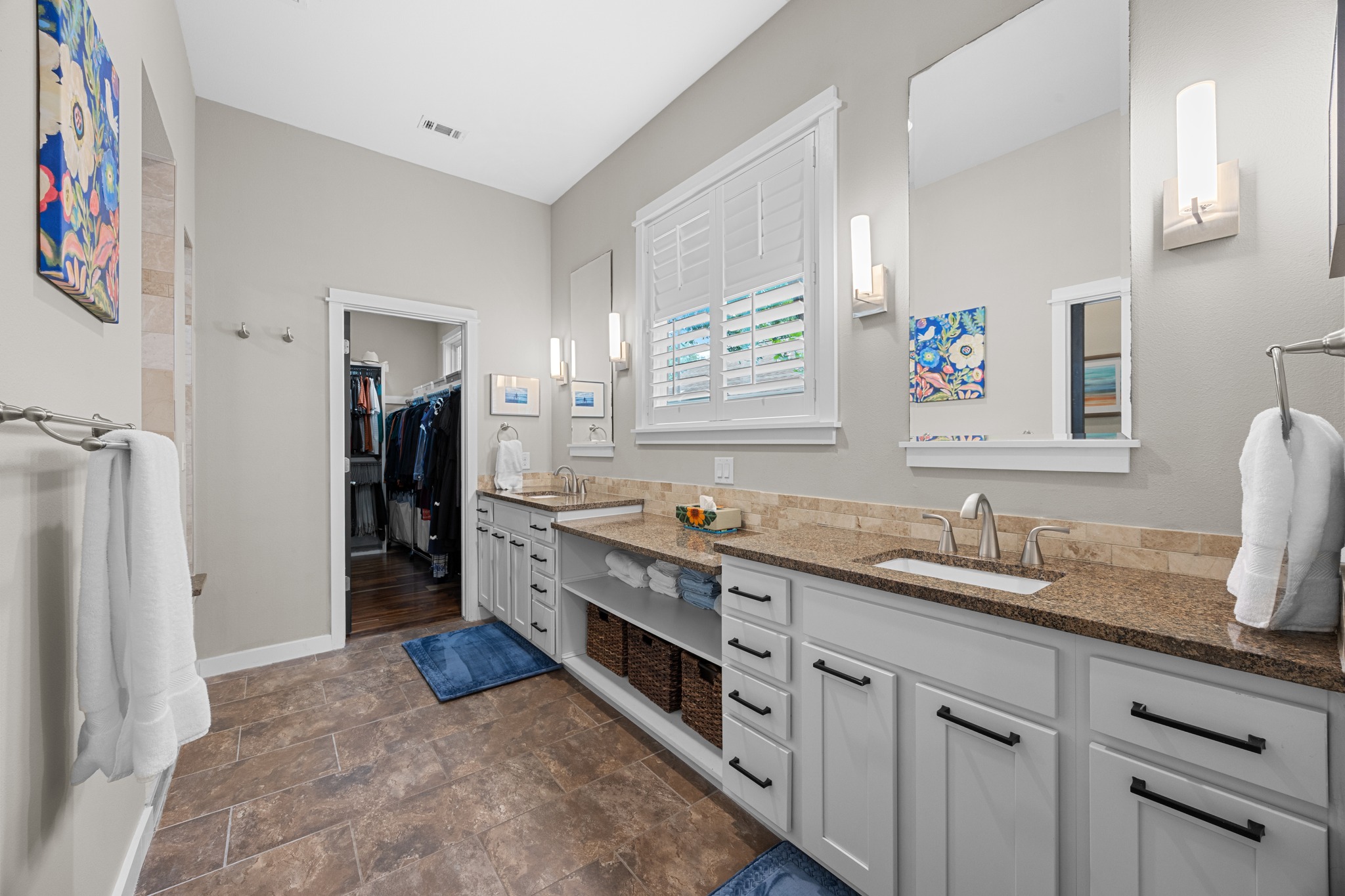 3907 Becker Avenue Austin, TX 78751 - Photo 18 of 33 Primary bath is a dream...dual vanity, walk-in closet, walk-in shower