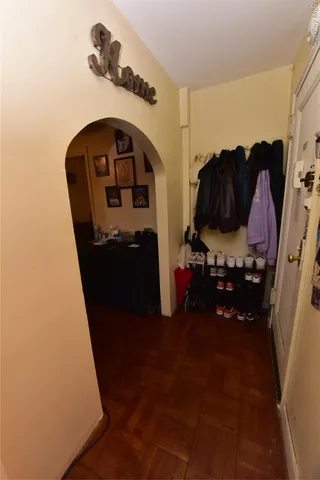 a view of entryway and workspace