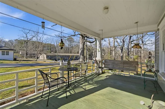 a view of a swimming pool and outdoor space