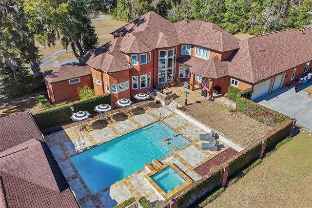 an aerial view of a house