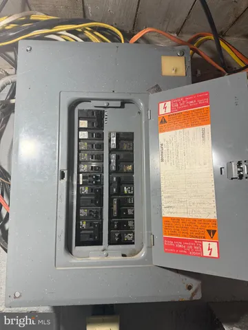 a view of a park with large trees