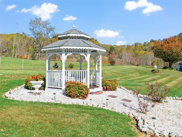 a view of a park with a slide