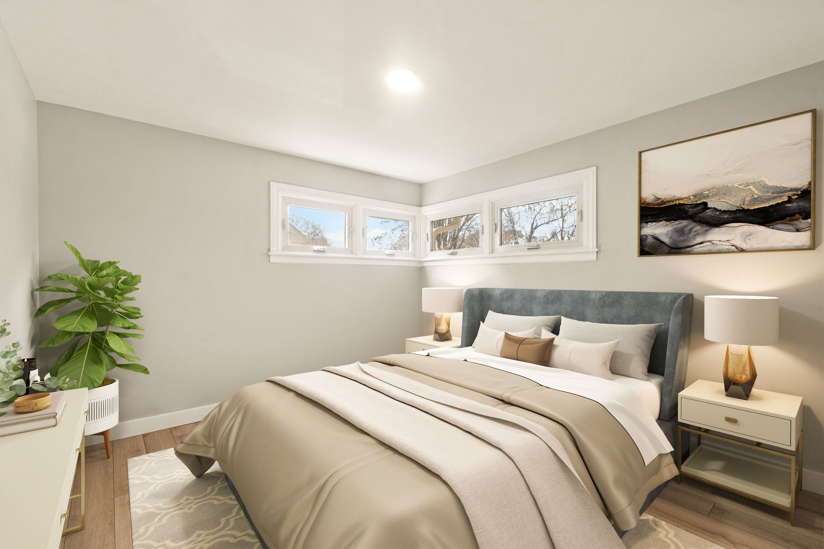 219 North Pine Street Mount Prospect, IL 60056 - Photo 9 of 20 a bedroom with a bed and a painting on the wall