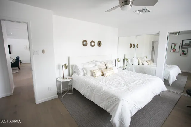 a kitchen with a sink and a refrigerator