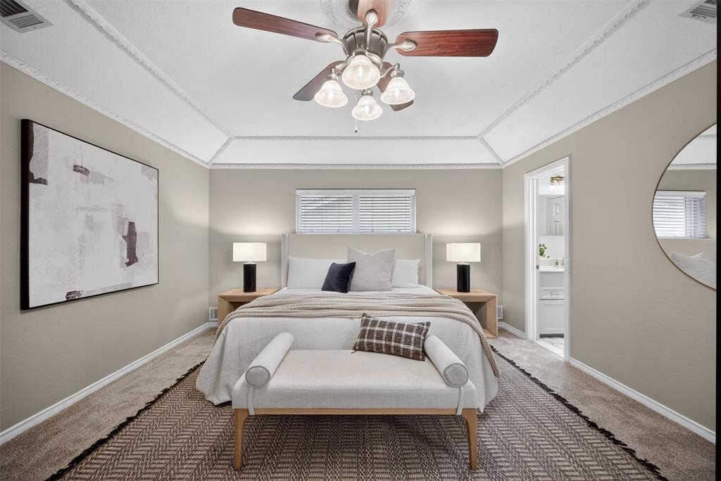 9660 Timberleaf Drive Dallas, TX 75243 - Photo 29 of 40 Recessed tray ceiling with decorative crown molding