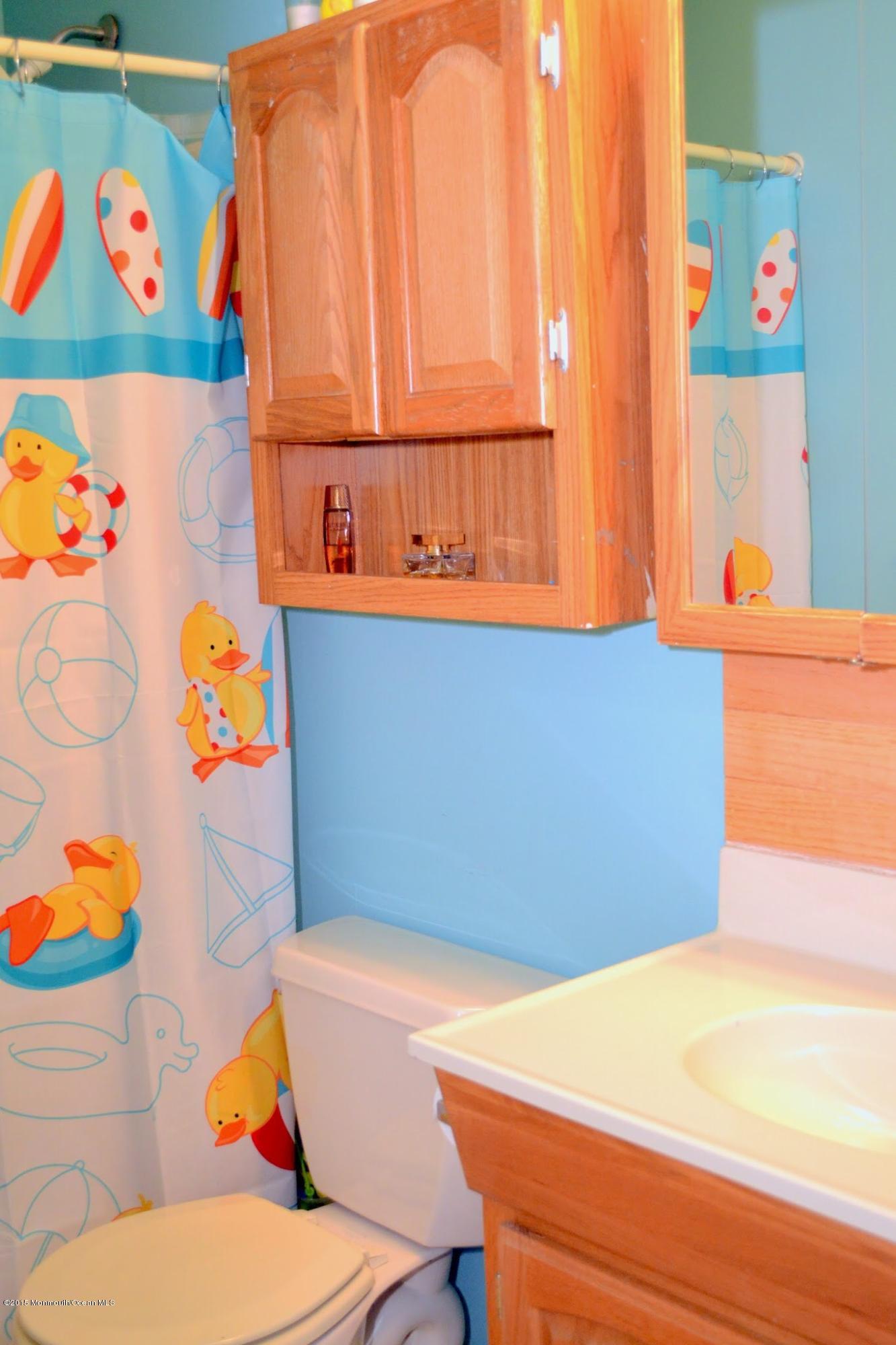 93 Starlight Road Howell, NJ 07731 - Photo 14 of 28 a bathroom with a toilet and a shower curtain